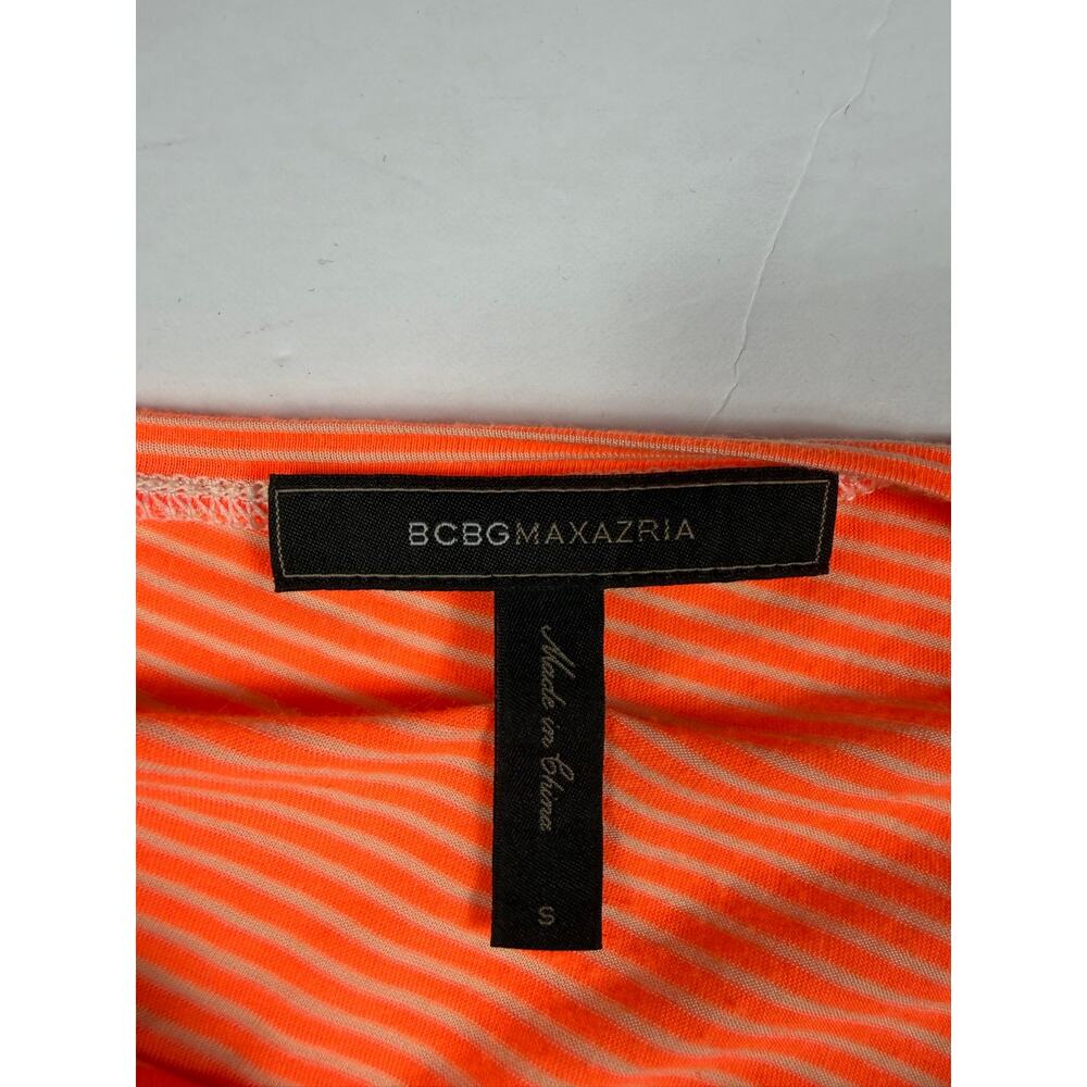 BCBGMAXAZRIA Neon Coral Stripe Dolman Sleeve Top Small - Picture 3 of 8